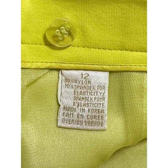 Dana Buchman Y2K Vibrant Neon Yellow‎ Straight Short Skirt Stretch Lined 12 - Picture 10 of 14